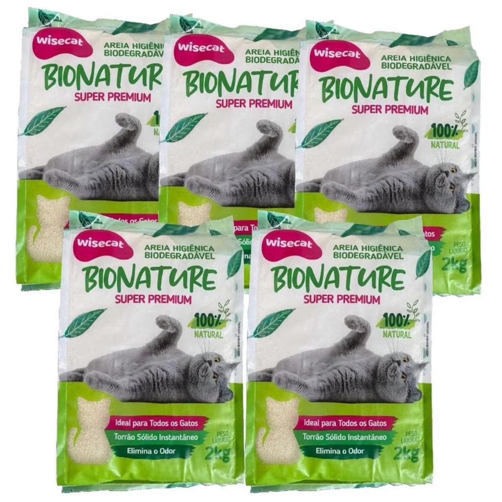 Kit Com 5un E 10un Areia Higiênica De Mandioca e Milho Para Gatos Wisecat 2kg ou  Kets 4kg Biodegradável Envio Imediato