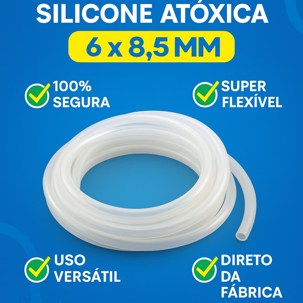 Mangueira De Silicone Atóxica 6x8,5mm - Bomba Bombinhas Mini Bomba De Fontes.