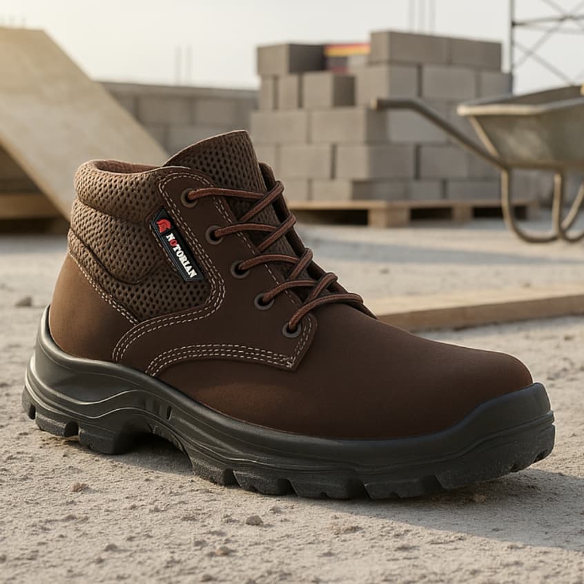 Bota Masculina Coturno Adventure Cano Médio Cadarço Preto e Marrom