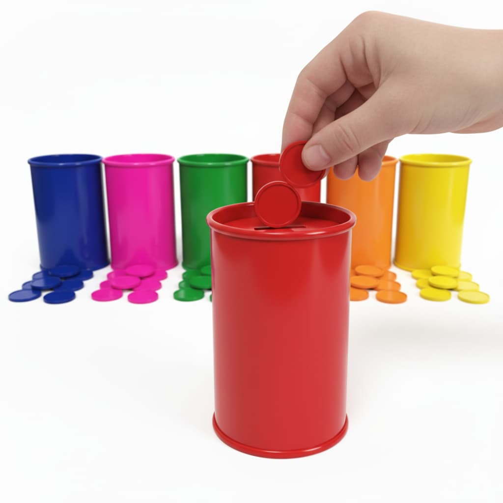 Cofres Com Moedas Coloridos 6 Cores Coordenação Motora Fina