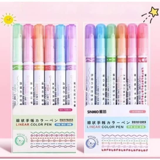 kit 6 cores Carimbo japones com rollers marcador Marca Texto colorido fofo Papelaria /envia rapido