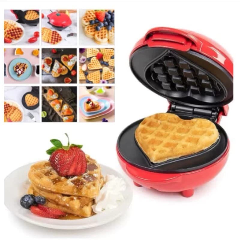 Mini Máquina De Waffle Multiuso Grill Portátil Antiaderente Forma de Coração Envio rápido 110v