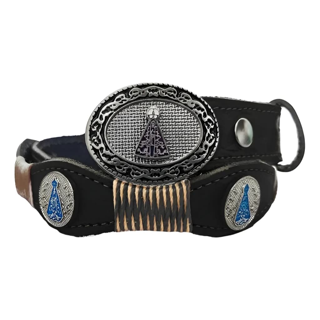 Cinto Infantil Modelo Nossa Senhora Aparecida Produzido em Couro Legitimo é Apliques Anti Ferrugem