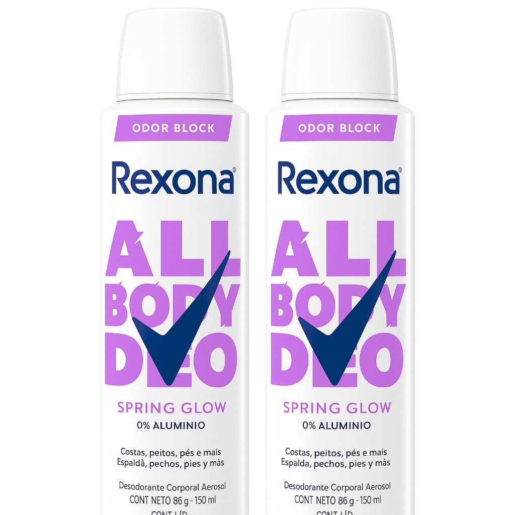 KIT 2UN Rexona All Body, Desodorante Corporal Aerossol, Para o Corpo Todo, Spring 150ml