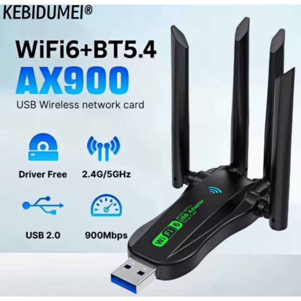 Placa de Rede wi-fi ax900, usb, receptor sem fio de 4 antenas para pc/laptop Wi-fi 900mbps, 2.4g/5ghz, bluetooth 5.4