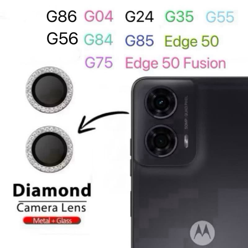 Película Lente Câmera Brilho brilhante Diamante Para Motorola G04 G04s G24 G35 G55 G84 G85 G86 G56 G75 Edge 50 Fusion