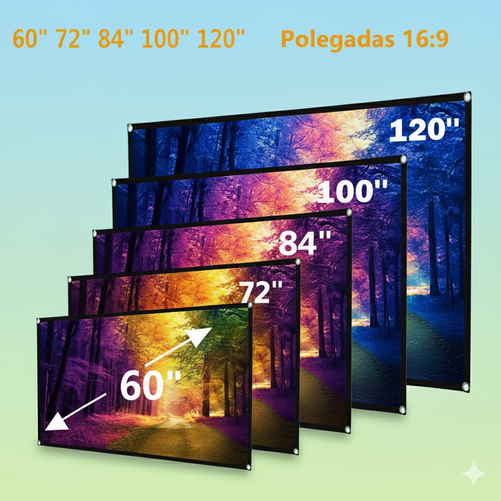 Telão Fosco Premium – Matte White | 60” a 120” | Imagem Nítida p/ Projetor 4K