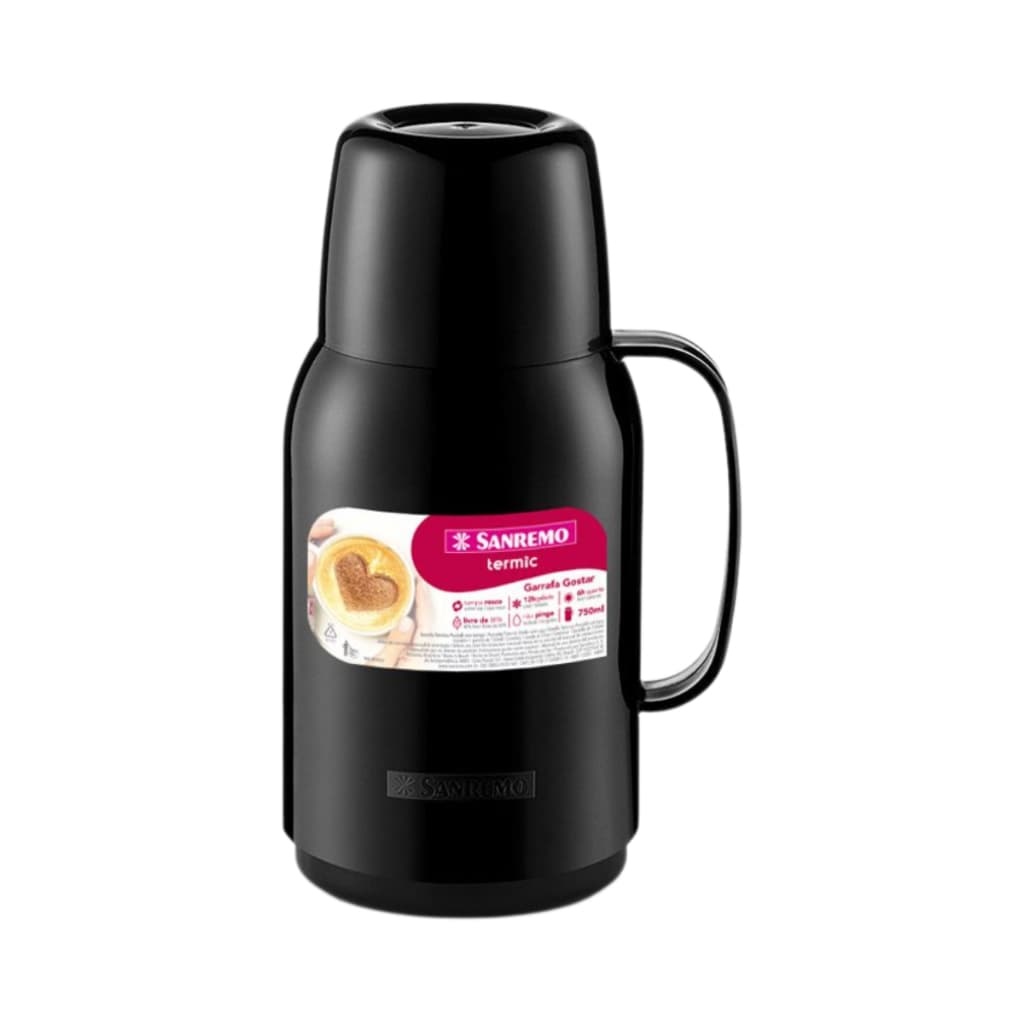 Garrafa Térmica Bule Gostar Plástica 750ml Preto Termic Sanremo