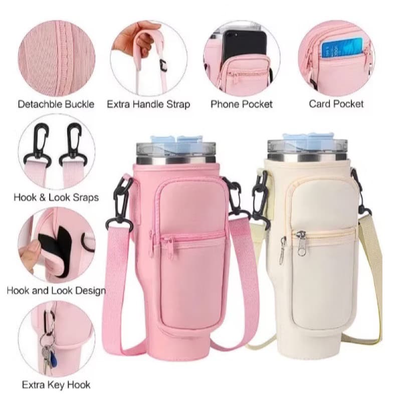 Bolsa Porta-garrafas De Água Compatível Com Copo 40oz 1,2 Litro Para Celular Chaveiro Com Alça De Ombro Ajustável