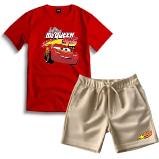 Kit Camiseta / Short Infantil Juvenil Mcqueen Short Moletinho Camiseta 100% Algodão Carros