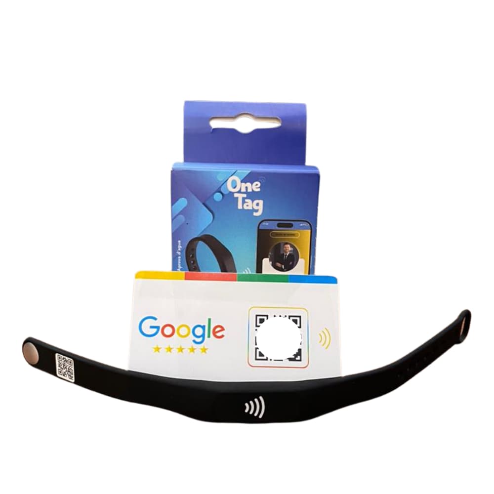 Cartão + Pulseira Avaliação Google De Aproximação + Qrcode Branco