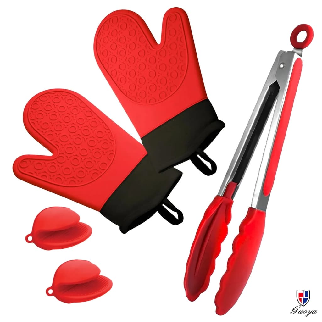 Kit 5 Luva Térmica de Cozinha Silicone Pegador Bico Pato Alta Temperatura Churrasco No Carvão