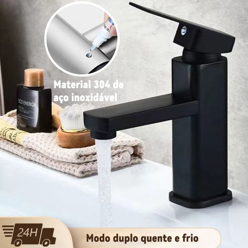Torneira De Banheiro Lavabo Luxo Metal Cromada Preta Dourada Rose Moderna