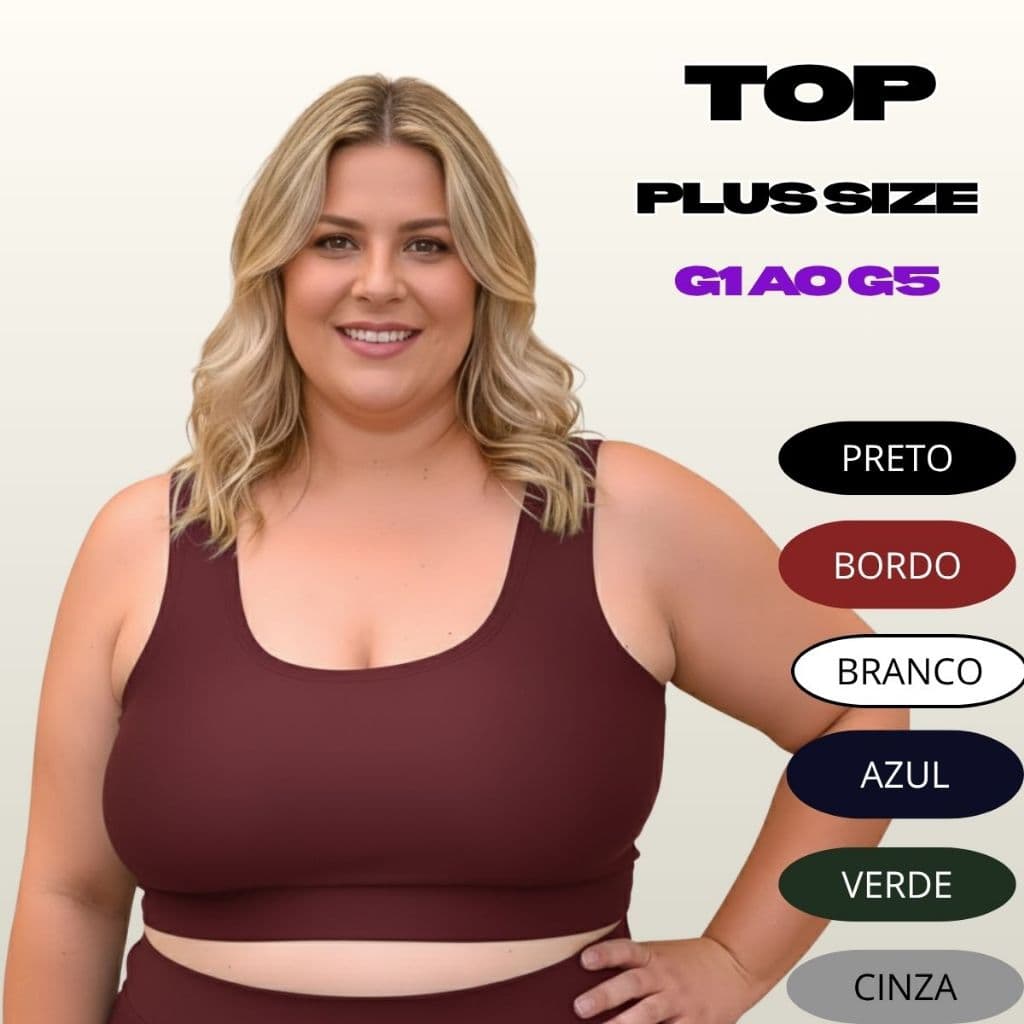 Top Cropped M ao G5 Nadador Plus Size Academia Grosso Suplex