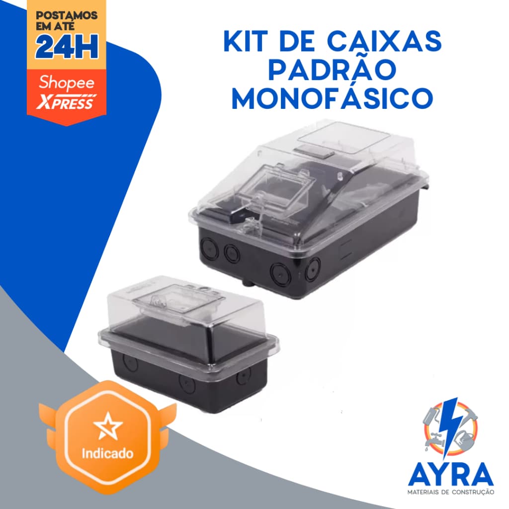 Kit de Caixas Padrão Monofásico Enel/Light  (Caixa Medidor + Caixa Disjuntor) - TAF