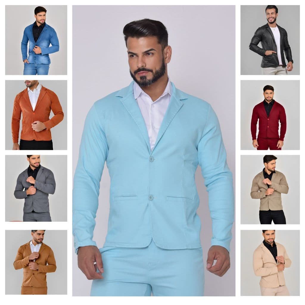 Blazer Maculino Slim Fit Elastano Moderno Esporte Fino