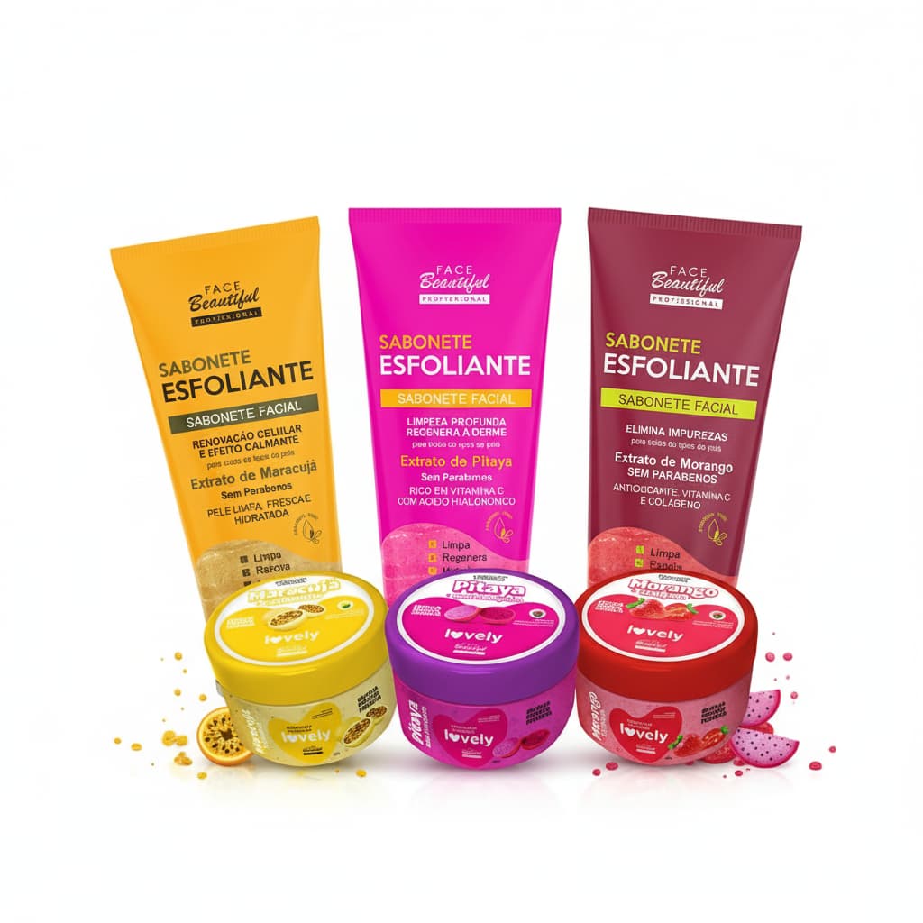 Kit Esfoliante Para Corpo e Rosto Com Vitamina C e Colágeno By Face Beautiful