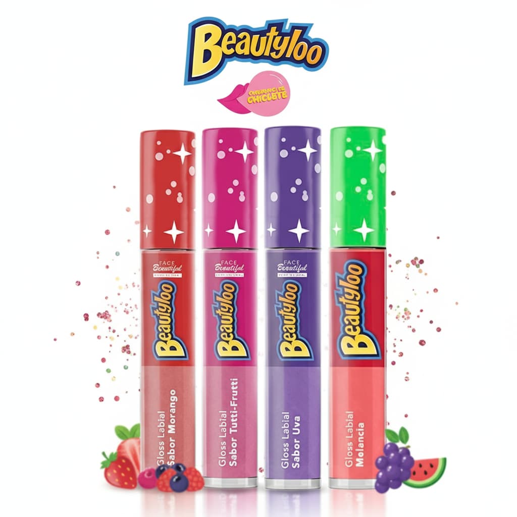Kit Gloss Beautyloo Cheirinho Nostálgico de Chiclete Face Beautiful 3,8 ML