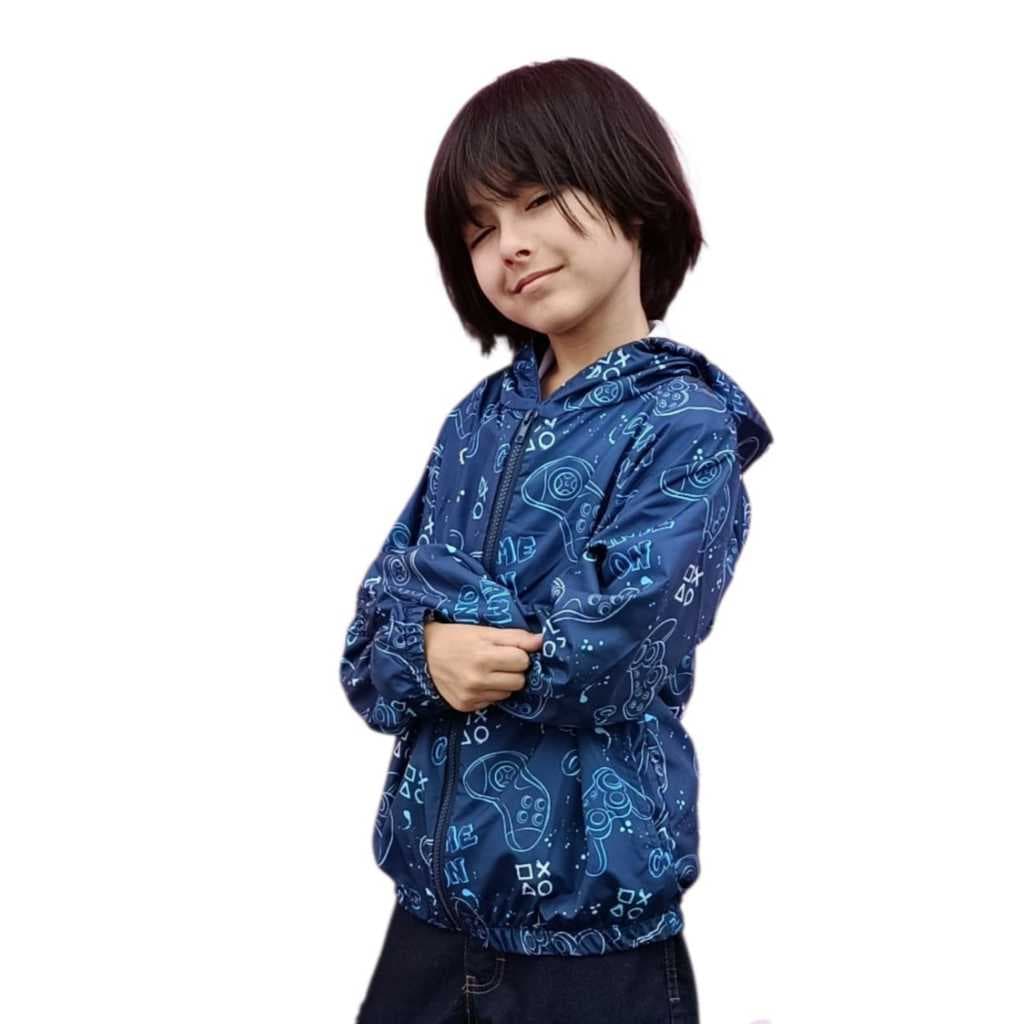 Capa de Chuva Infantil Repelente Corta Vento Estampado Masculino