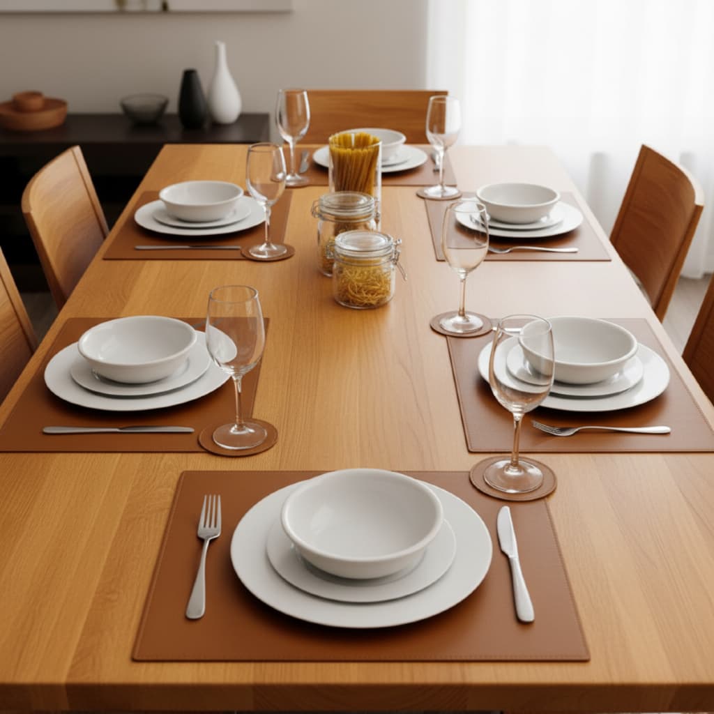 Kit Jogo Americano Sousplat com Porta Copos Dupla Face para Mesa Posta Decoração Restaurante