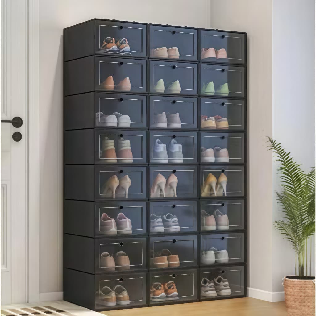 Kit 6/10/12/24 Caixa Organizador de Sapatos com Tampa Flip – Grande capacidade Essencial para Cassa