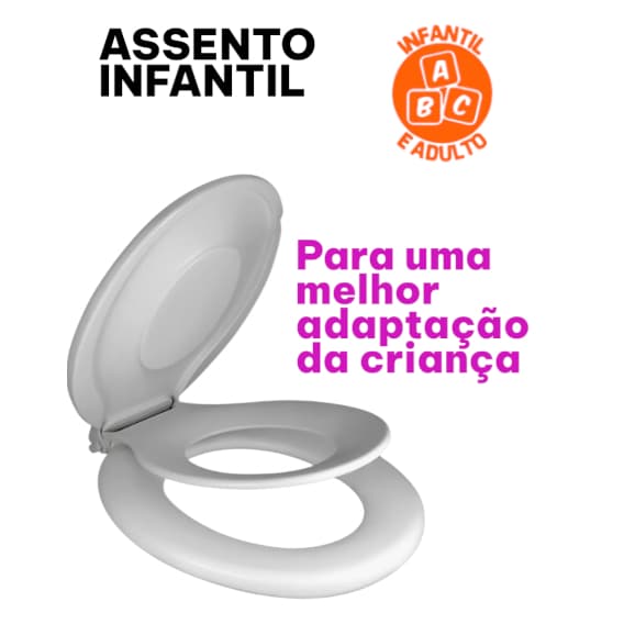 Assento Vaso Sanitário Tampa Bacio Redutor Infantil E Adulto Cor Branco
