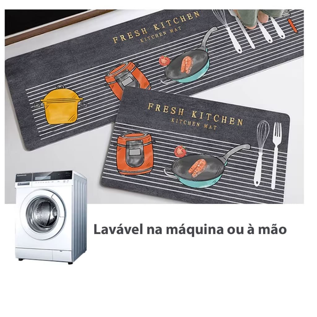 Tapete para cozinha Passadeira kit 2 Peças Belga Emborrachada antiderrapante em pisos acetinados