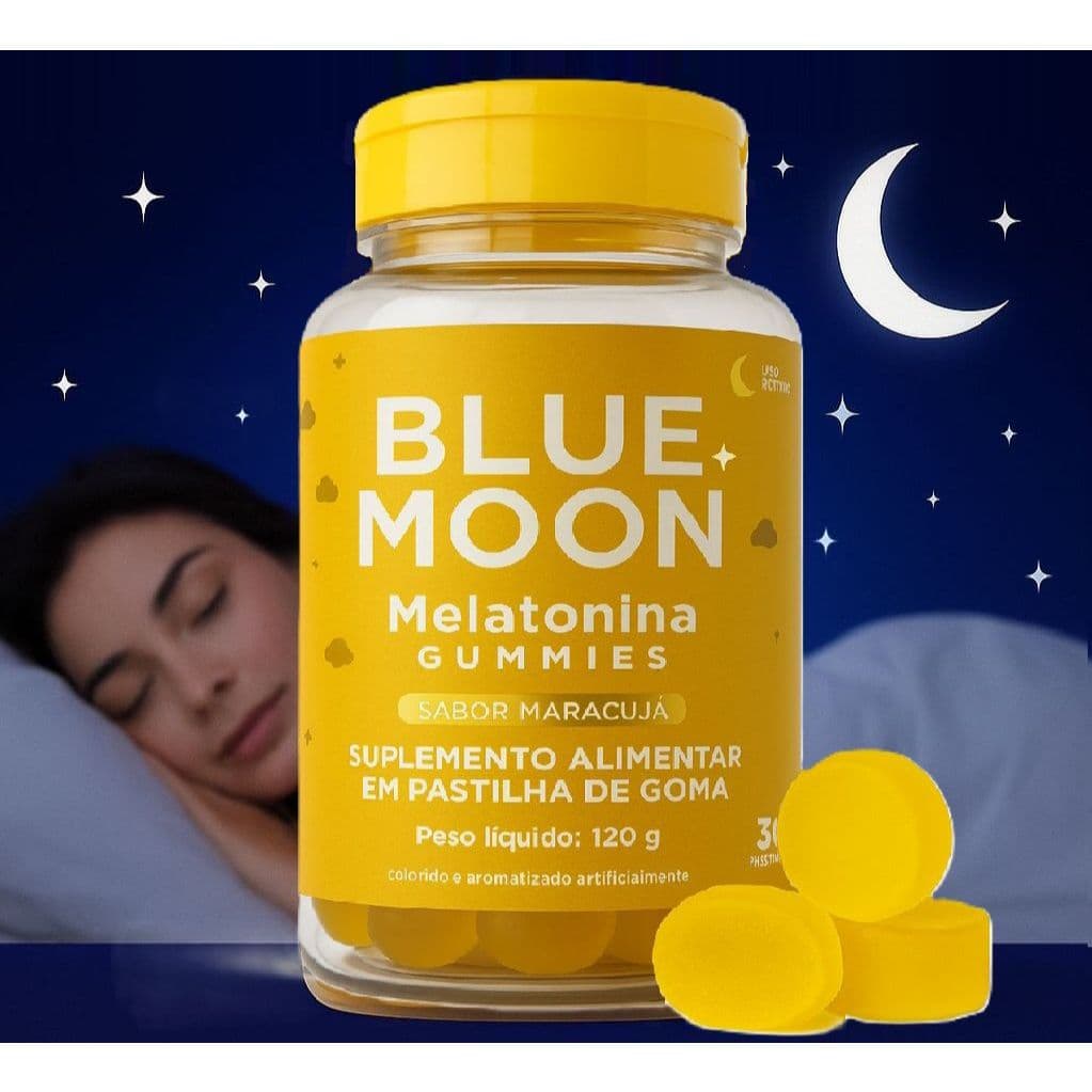 Blue Moon Melatonina em Gomas – Suplemento Noturno Sabor Maracujá 30un