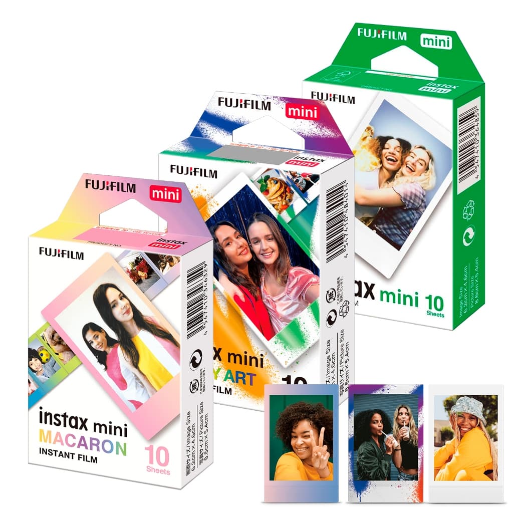 Combo 30 Filmes Instax Mini Branca, Spray Art E Macaron - 30 Fotos