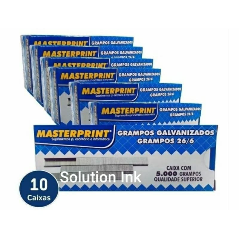 Kit 10 Cx Grampo 26/6 Galvanizado Para Grampeador 5.000 Unidades.