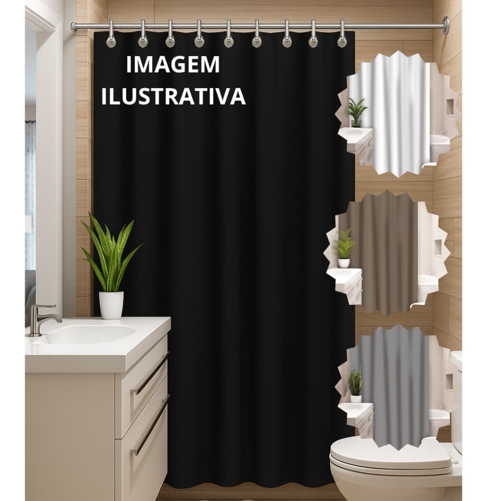 Cortina de Banheiro Box Lisa Vinil plastico fino levemente transparente - 4 Cores