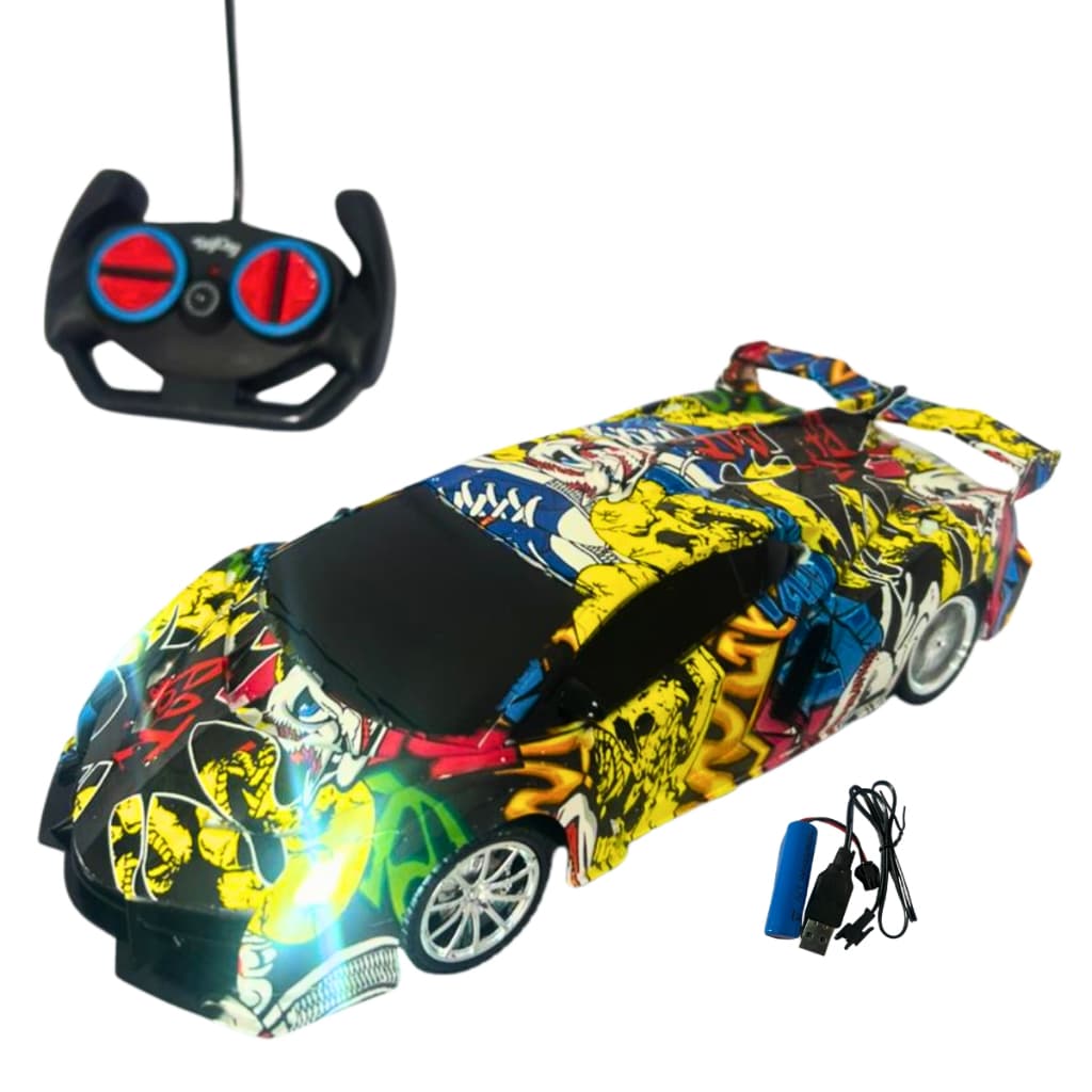 Super carrinho Colorido recarregável controle remoto - Farol LED