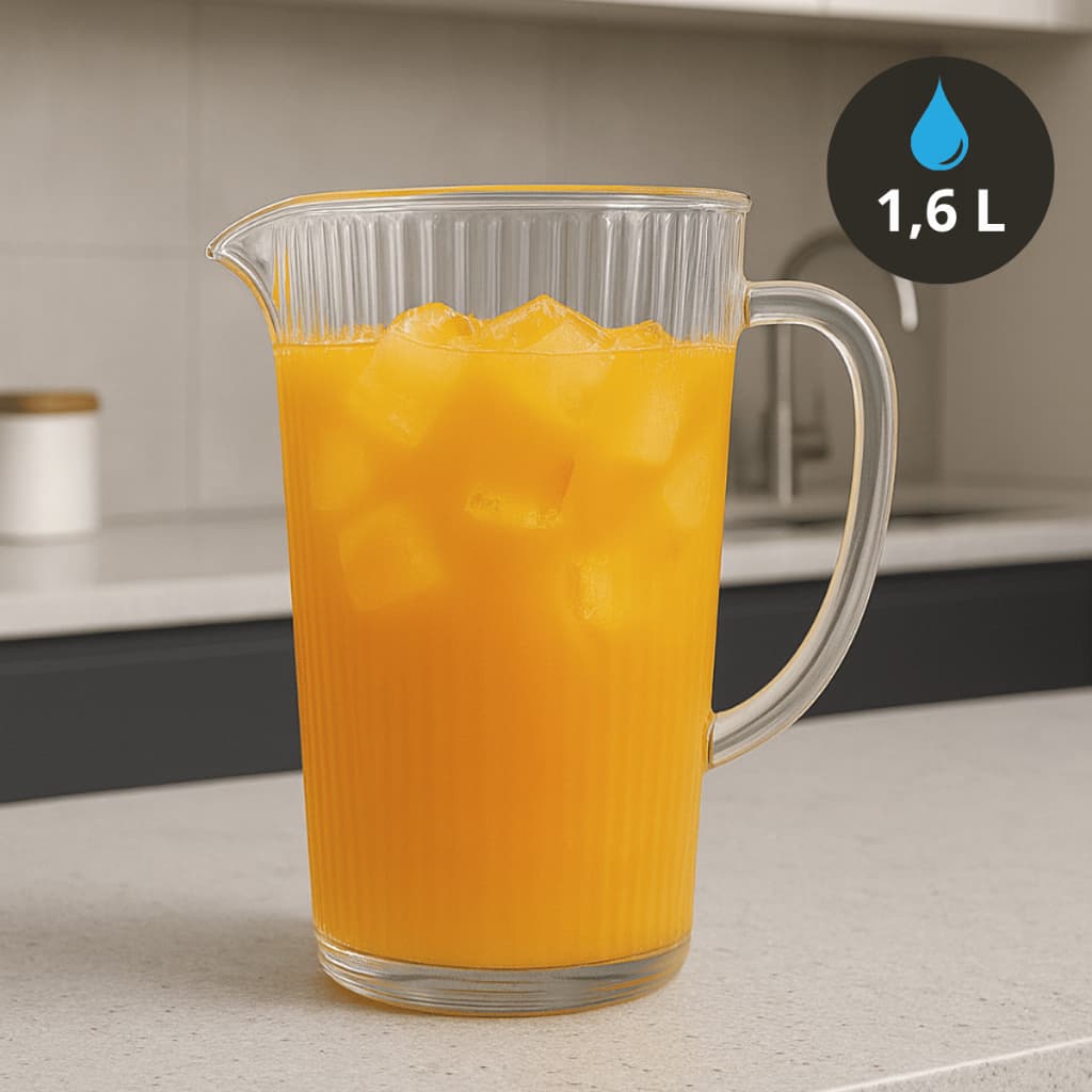 Jarra De Vidro Resistente Transparente 1,6 L Suco Agua Refrigerante Bar Restaurante