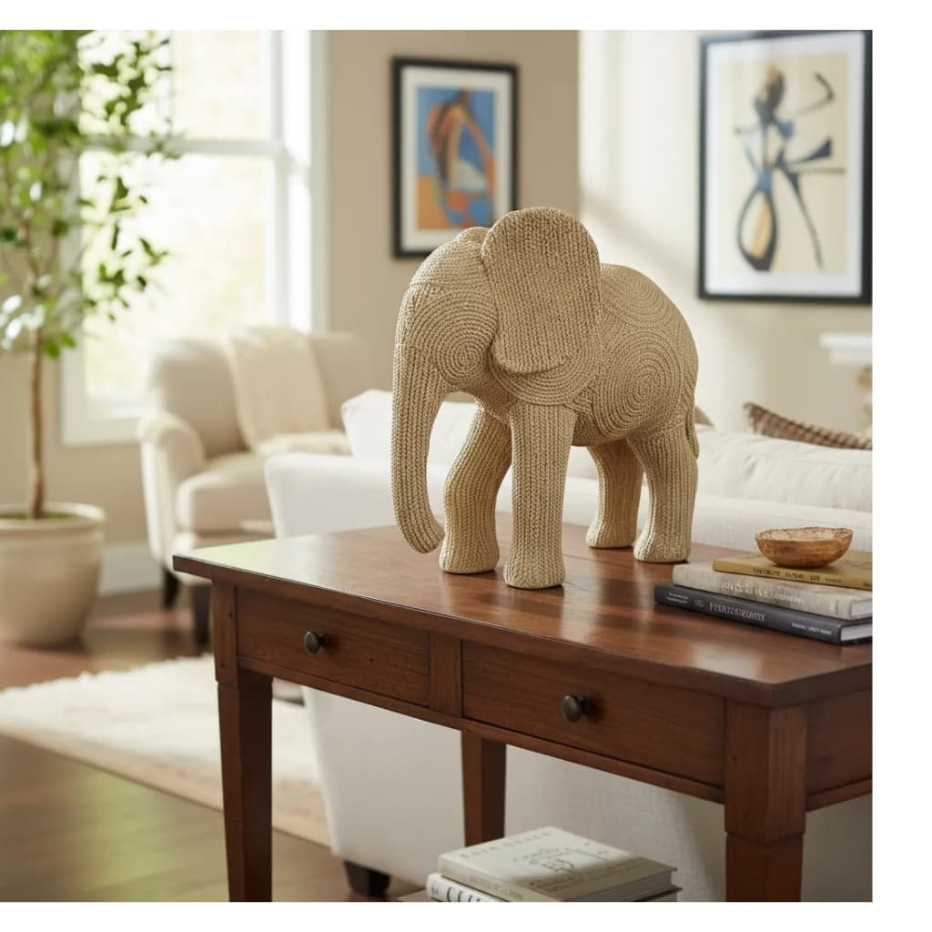 Estatueta Elefante ou Coruja - Imitação de Sisal - Estilo Rattan -  Nova Tendência