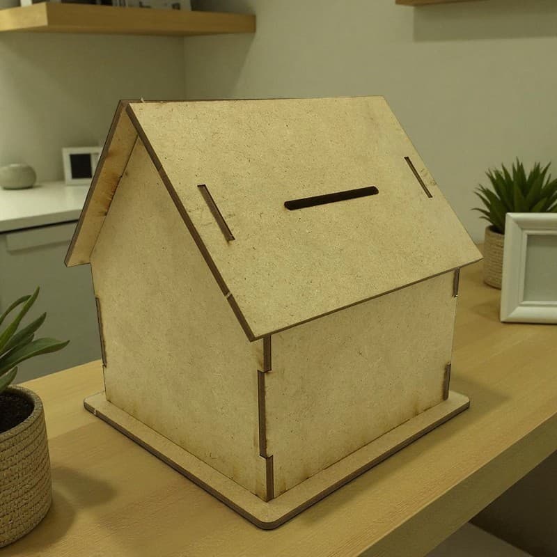 Cofre Casinha MDF Cofrinho Infantil Decoração Quarto Criança Presente Aniversário