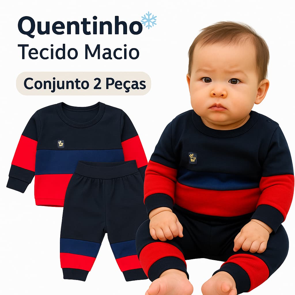 Conjunto Infantil Bebe Menino Inverno Frio Blusa e Calça - Embalada p/ Presente e Envio Imediato