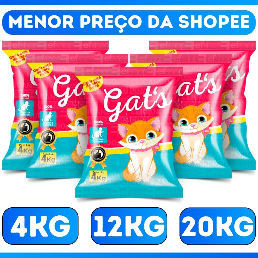 Kit 1 à 5 Areia de Gato Pacotes de Areia Sanitária Antiodor Tira Cheiro Gatos Tradicional 100% Natural