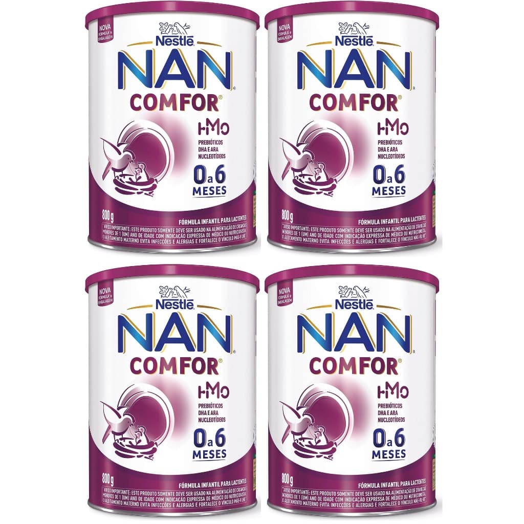 Kit 4 Latas NAN Comfor 800gr 0 a 6 Meses (ROXO)