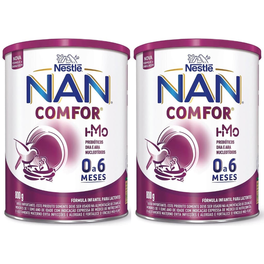 Kit 2 Latas NAN Comfor 800gr 0 a 6 Meses (ROXO)