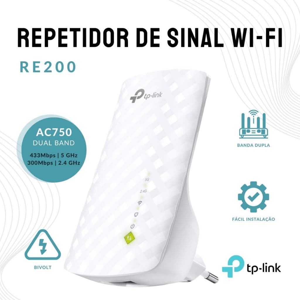 Repetidor Tp Link Re 200 Extensor de internet 750 Mbps Casa Grande Original C/ NF fácil configuração