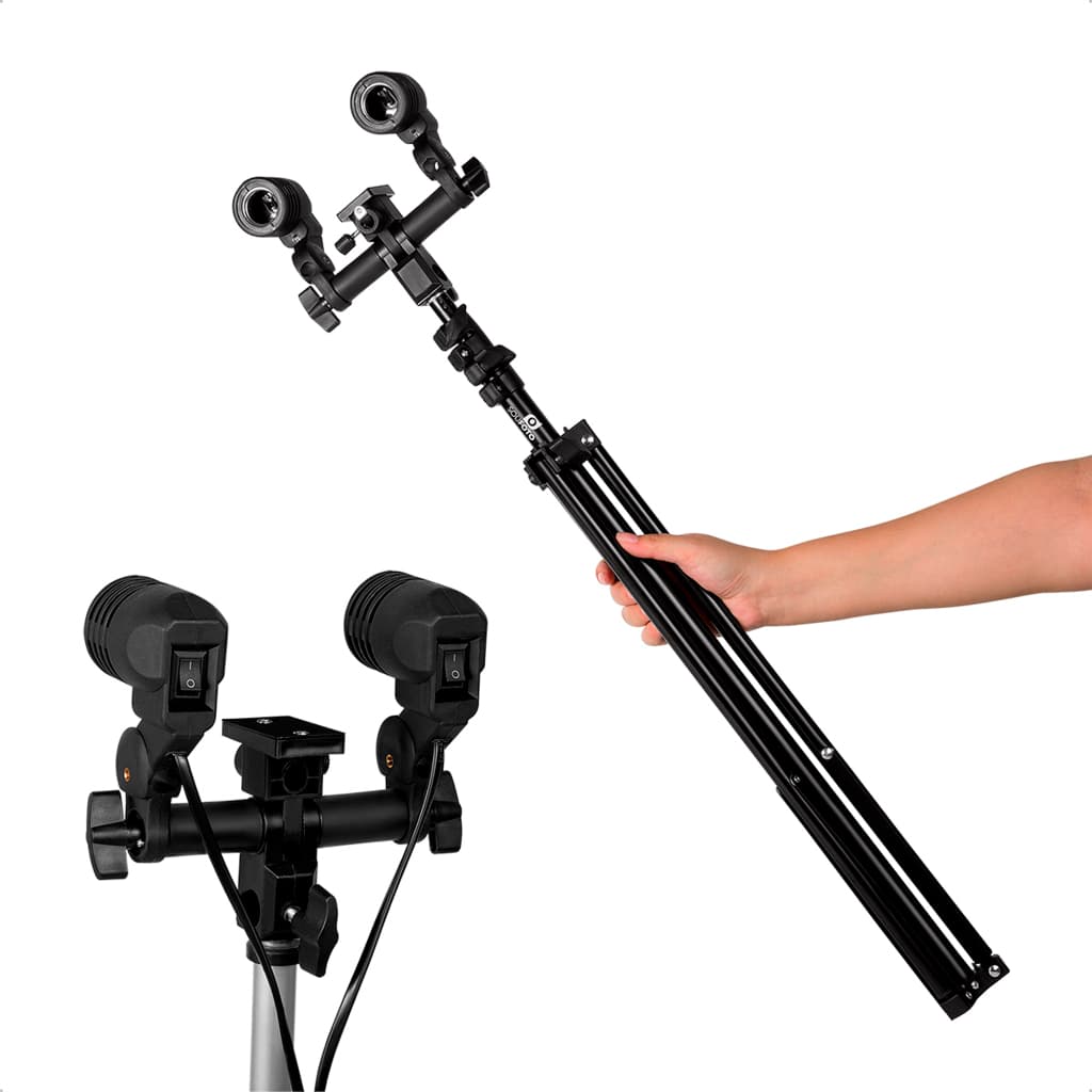 Kit Iluminação Contínua Para Polimento Automotivo Tripé 2m Com Soquete Duplo E27 Sou Foto