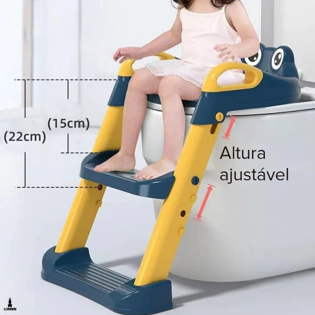 Assento Redutor Infantil C/ Escada Vaso Sanitário Troninho Bebê Almofadado Desfralde Antiderrapante