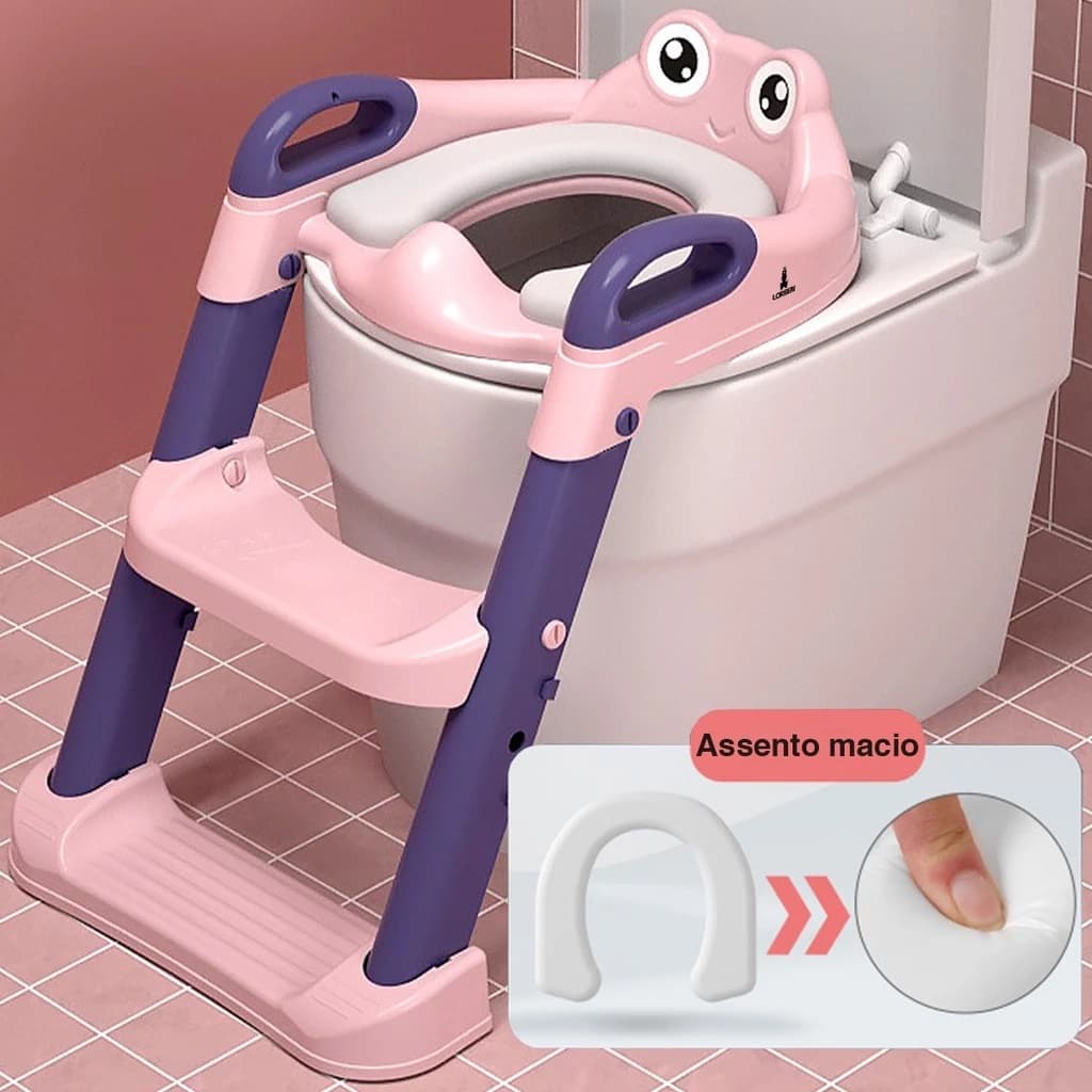 Assento Redutor Infantil C/ Escada Vaso Sanitário Troninho Bebê Almofadado Desfralde Antiderrapante