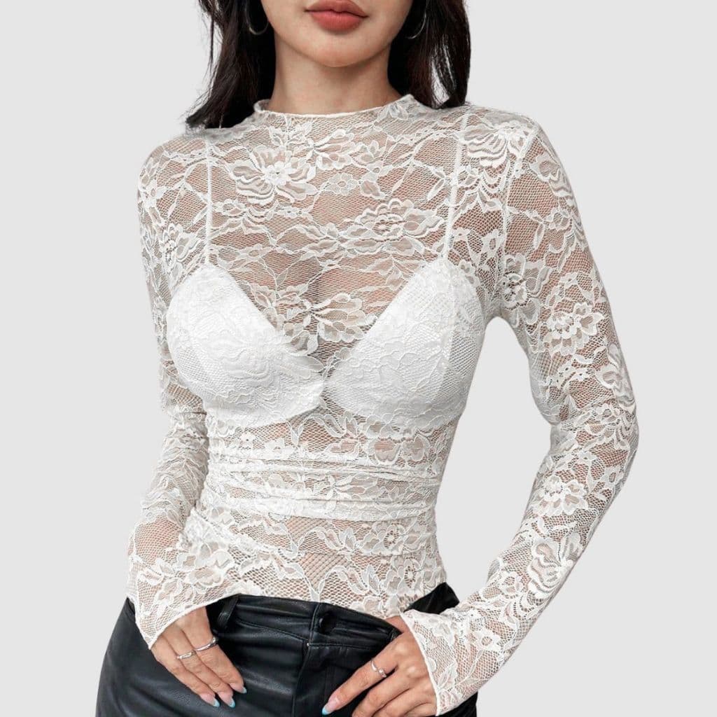 Body Blusinha Feminina Tule Manga Longa Tule Transparente Lançamento 2026