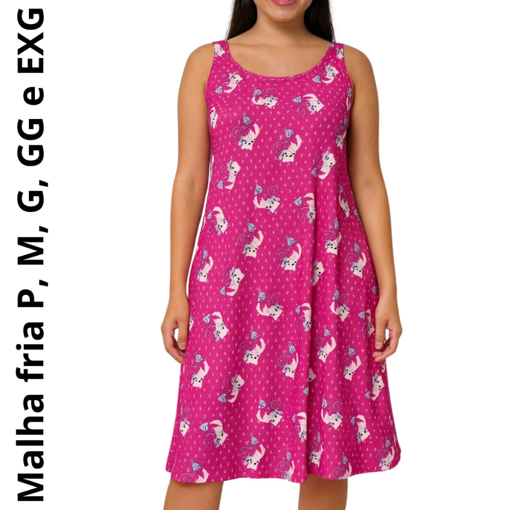 CAMISOLA REGATA GRANDE SENHORA VESTIDO PIJAMA VERÃO CONFORTÁVEL LIGANETE