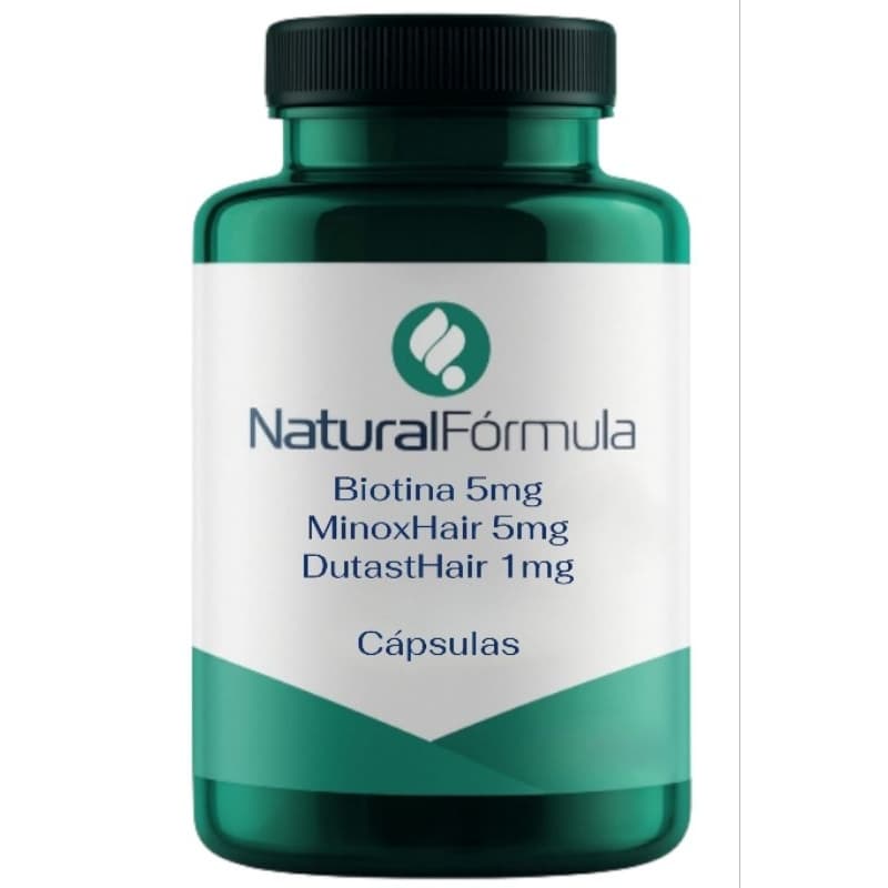 Composto Biotin 5mg, MinoxHair 5mg, DutastHair 1mg em Cápsulas