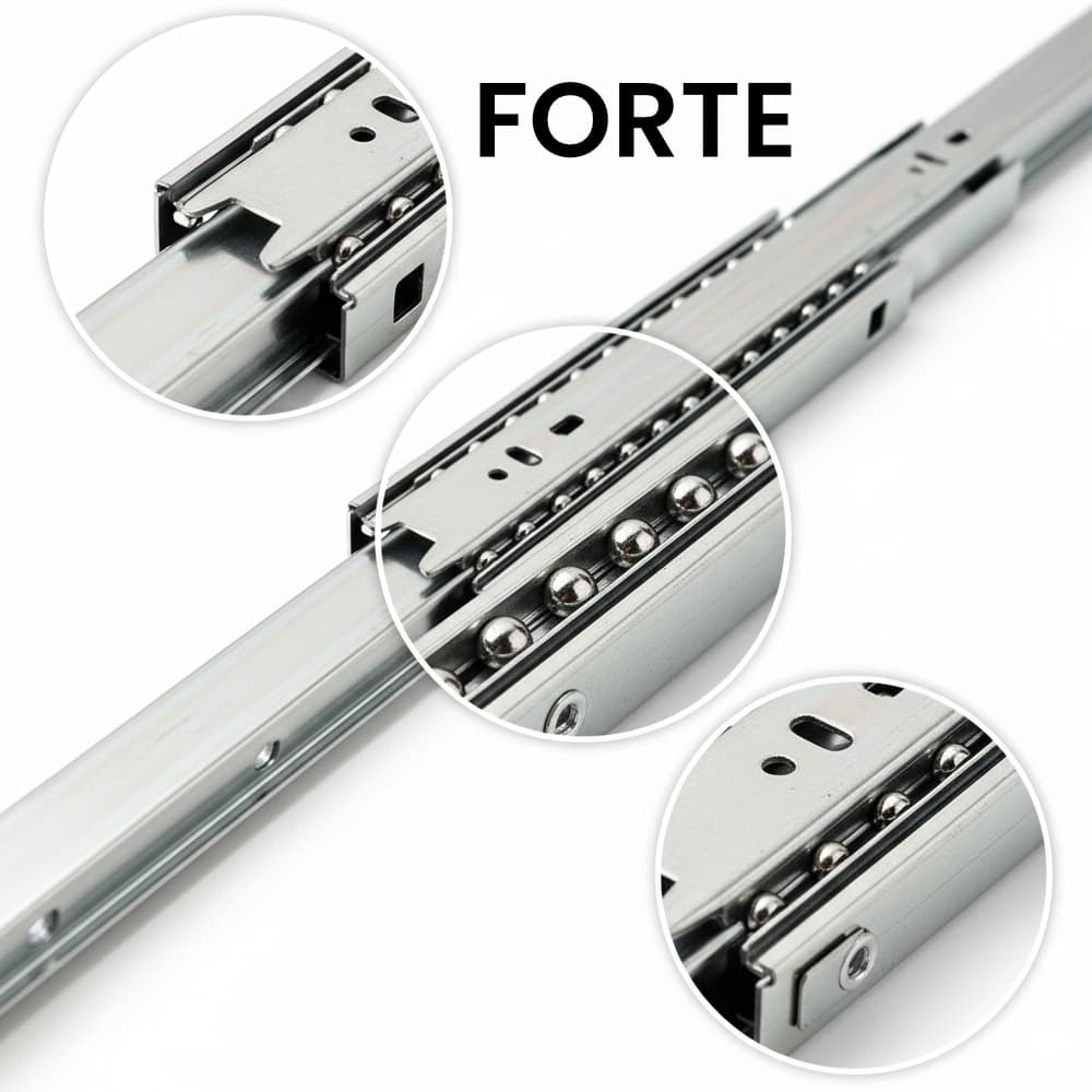 Kit Corrediça Telescópica Reforçada Par 300mm 350mm 400mm 450mm 500mm Gaveta Deslizante Resistente