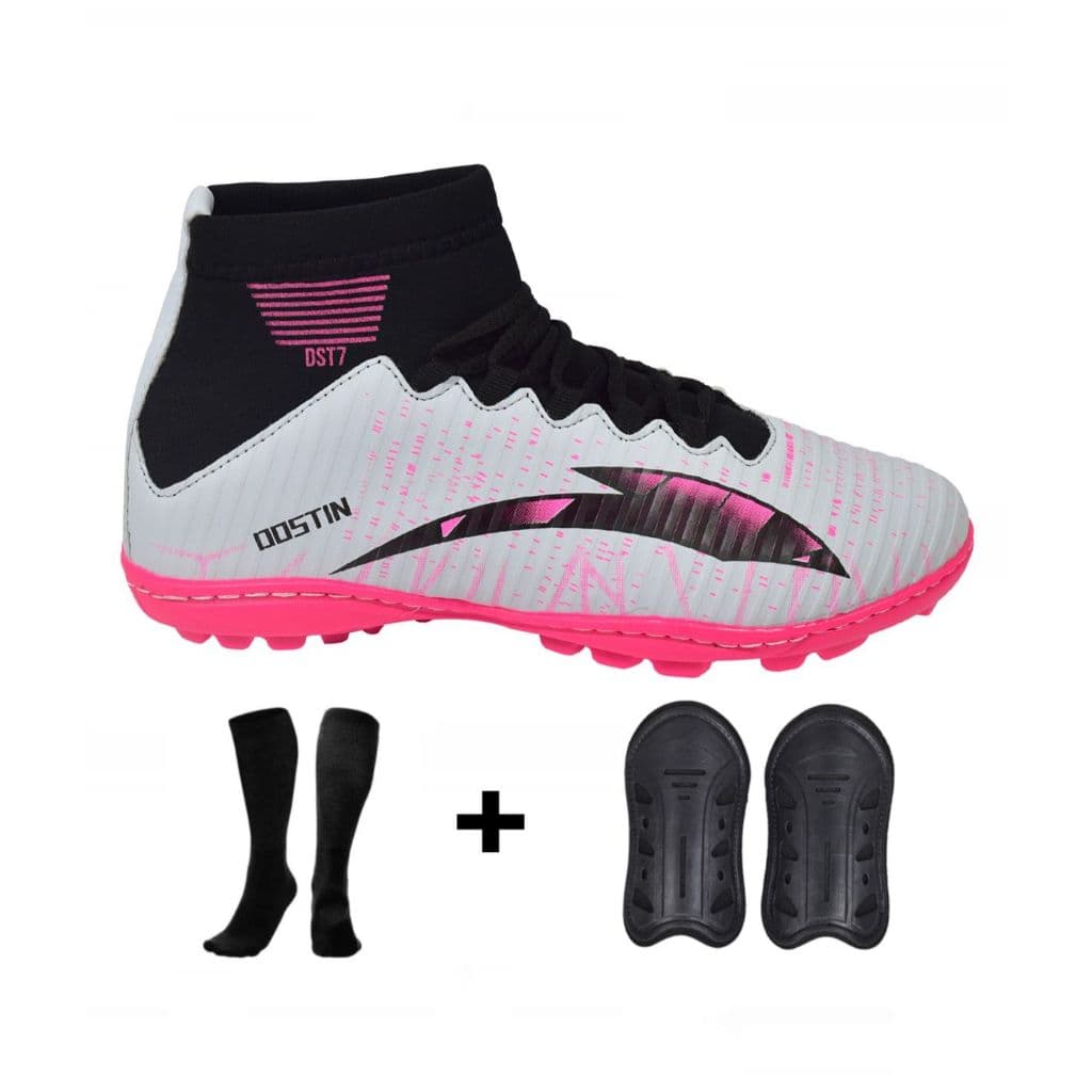 Chuteira Society Grama Sintética Botinha Cano Alto Botinha Cano Alto com Meião e Caneleira