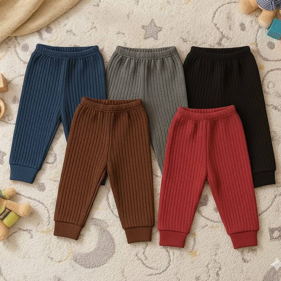 Kit 5 Calças Mijão Bebê Unissex Malha Canelada  Roupas Confortáveis e Macias  Cores Sortidas