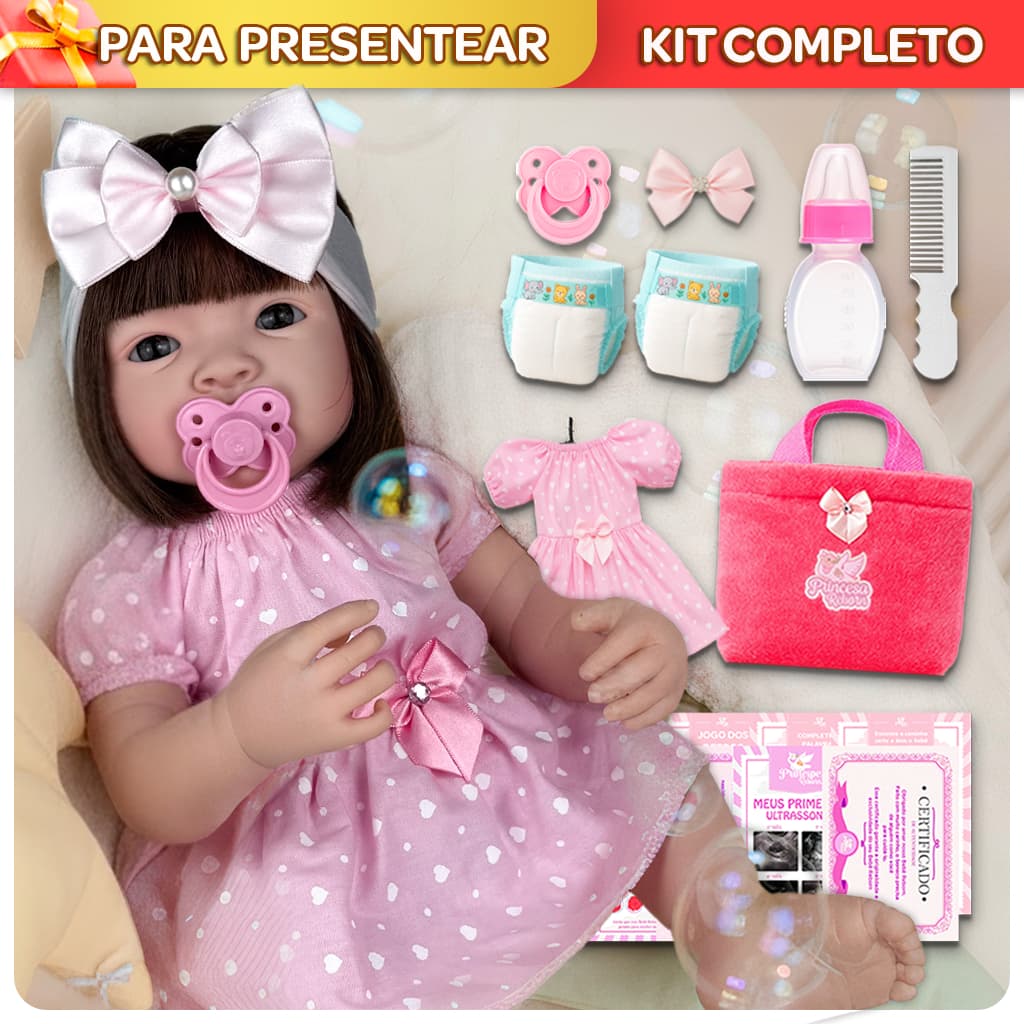 Bebê Reborn Boneca Realista Barata + Itens Com Bolsa